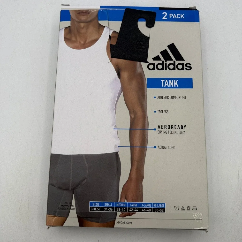 adidas Premium Stretch Cotton Tank 2 Pack Mens Small Black IR0841
